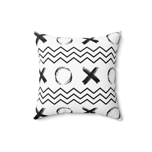 Geometric XOXO Throw Pillow - white