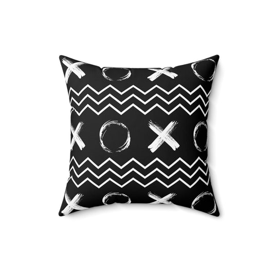 Geometric XOXO Throw Pillow - black