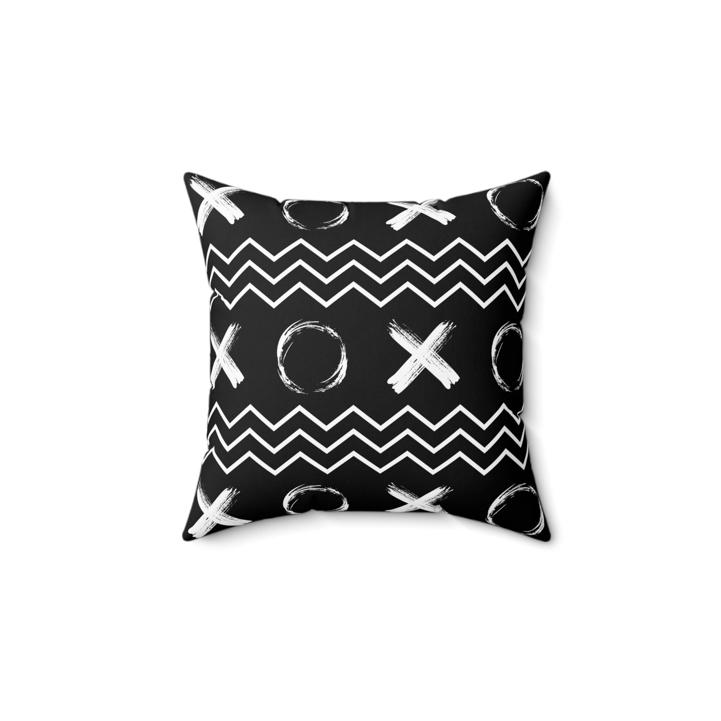 Geometric XOXO Throw Pillow - black