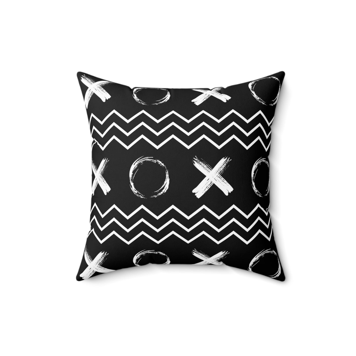 Geometric XOXO Throw Pillow - black