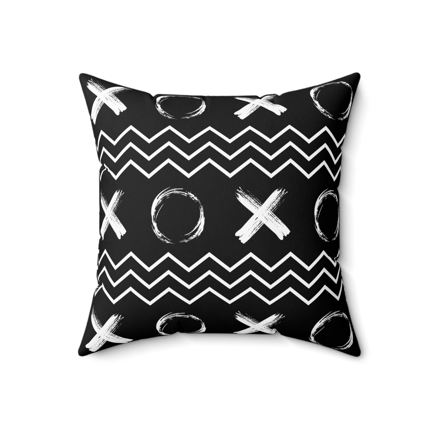 Geometric XOXO Throw Pillow - black